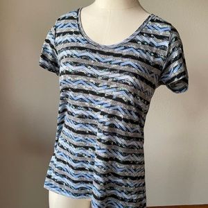 LuLaRoe Classic Tee XXS blue black grey chevron